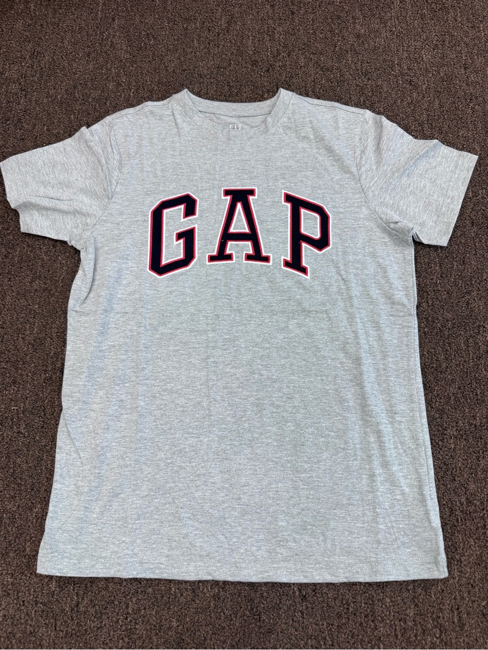 GAP Light Gray Crewneck Tee with Black and Red Logo